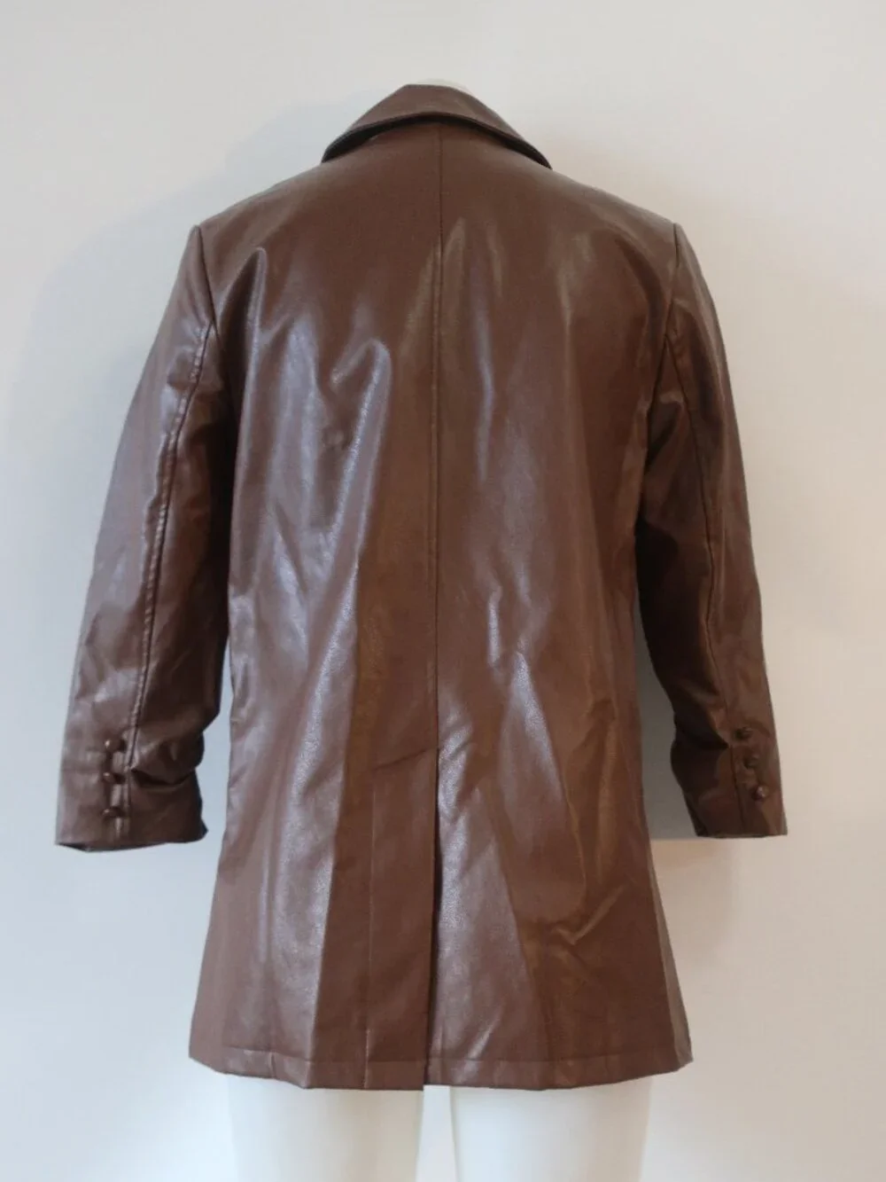NWT Womens Six/Fifty Brown (Item-307) PU Faux Leather Vienna Oversized Blazer XS